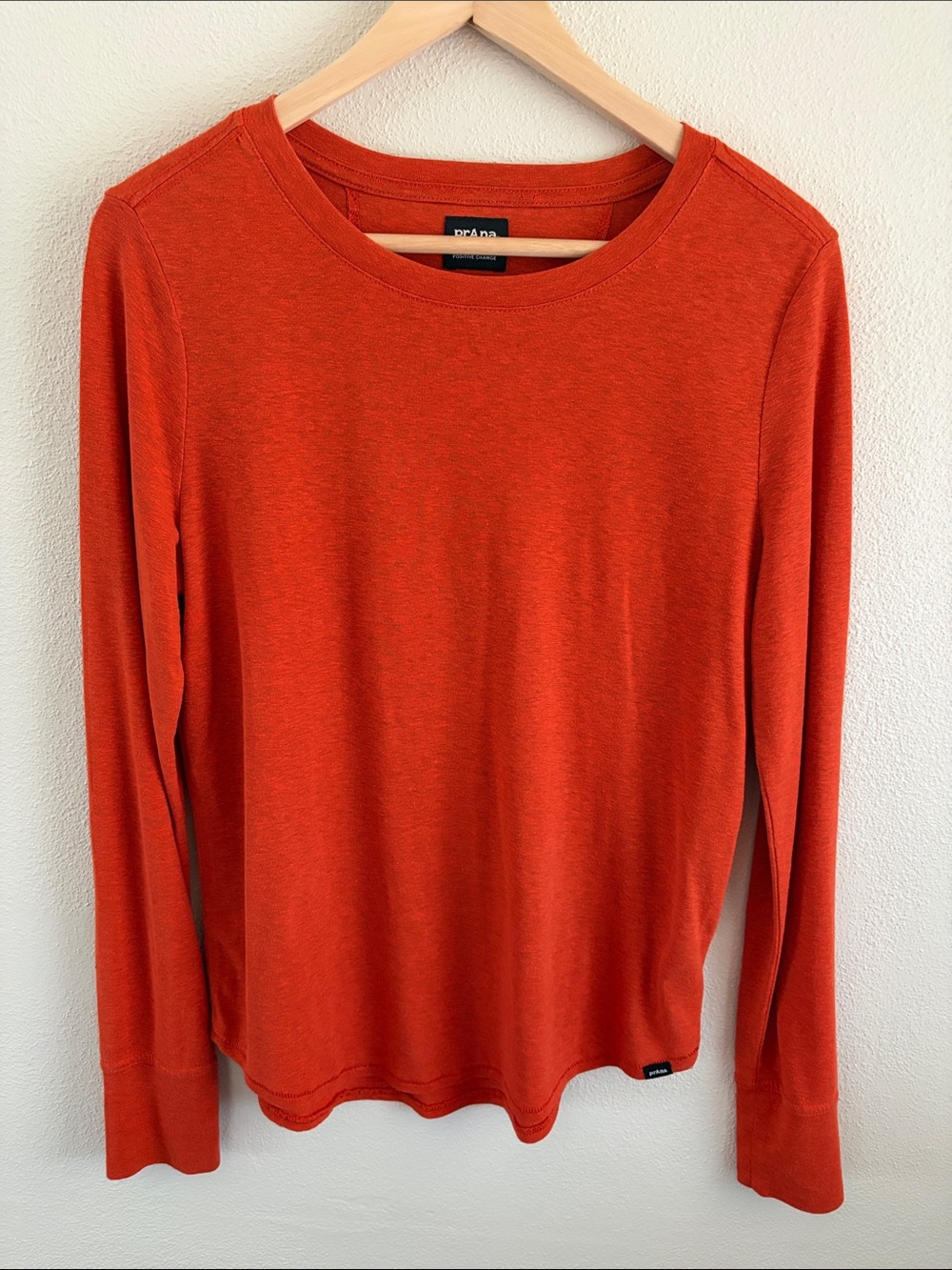 PrAna long sleeve hemp blend long sleeve shirt | orange | size small